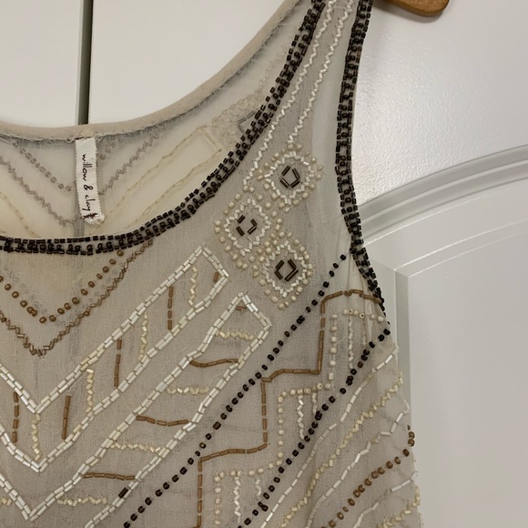 ❤️Willow & Clay Beaded Ivory Blouse Sheer XS - Picture 2 of 6